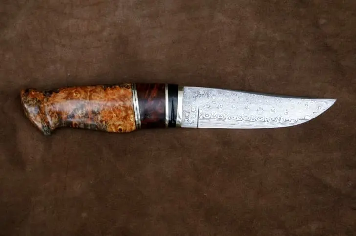 Knife Damascus Steel Aqueous Patterns